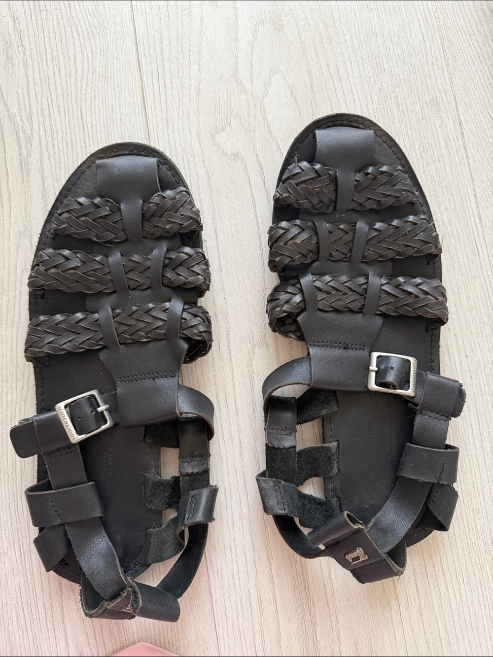 Scotch & Soda Black Braided Leather Men's Sandals